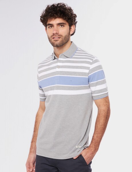 REMERA POLO RAYADA Gris