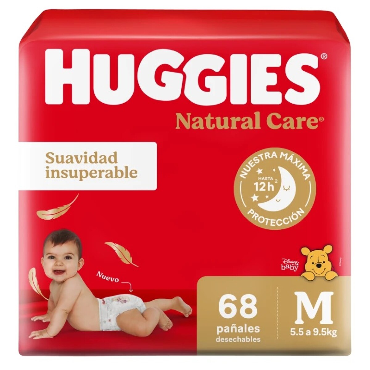 Pañales Huggies Natural Care M En Pack De 68 Unidades 