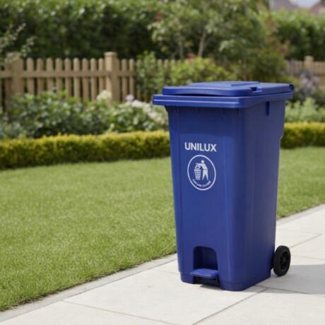 CONTENEDOR DE BASURA 120 LITROS Contenedor de Basura con Ruedas 120 Litros Azul