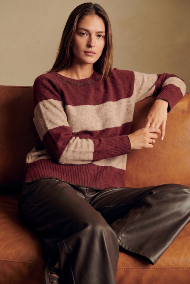 Sweater Rayado - Bordeaux 