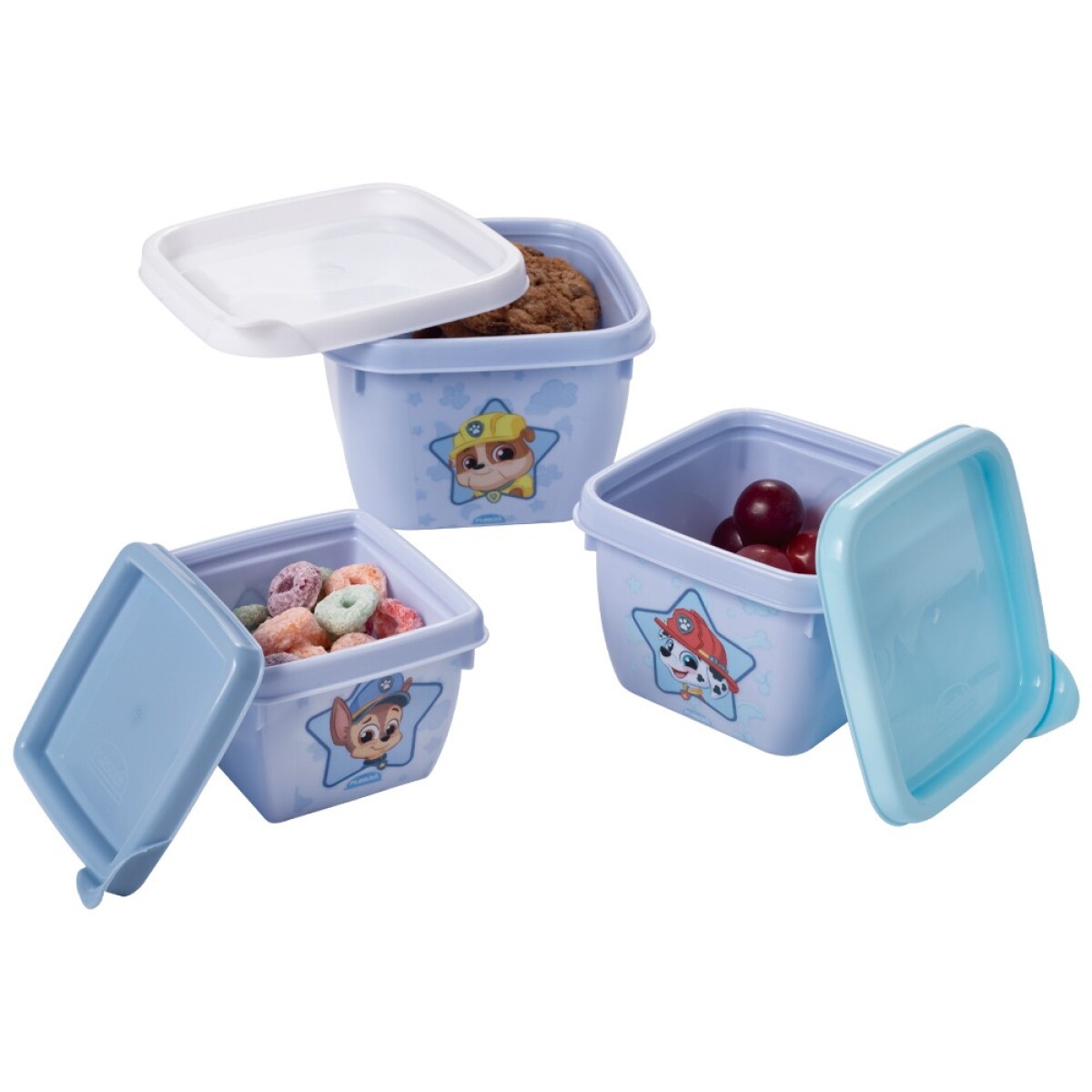 Set x3 tupper diseños - paw patrol celeste pastel 