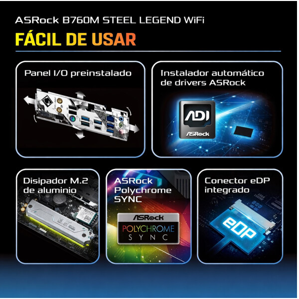 Placa Madre Asrock B760m Steel Legend Wifi Intel MOTHERBOARD ASROCK B760M ST LEGEND WIFI
