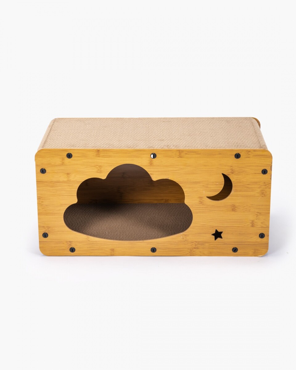 Cama casita de madera con rascador Nube 60*30*30cm - Cama Casita De Madera Con Rascador Nube 60*30*30cm 