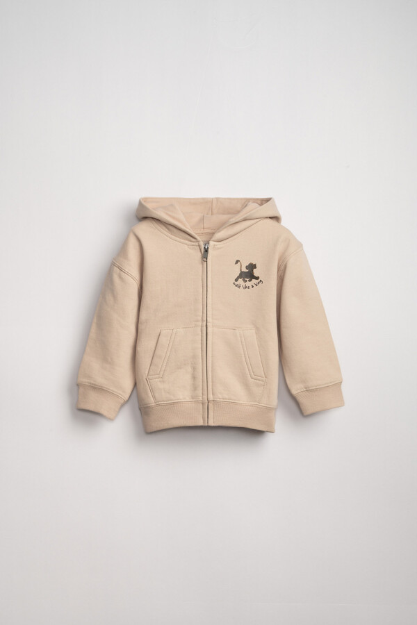 Campera deportiva estampada Beige