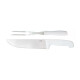Set asador: Cuchillo y tenedor mango blanco BLANCO