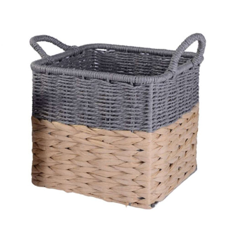 Cesto C/Asas 31X31X27Cm Tej Cordon Papel Nat/Gris