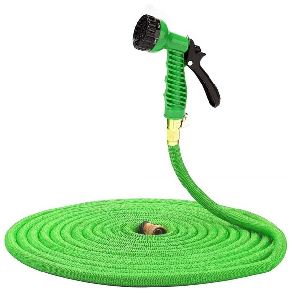 Manguera Retractil Expandible 13M Jardin + Pistola Riego Color Variante Verde