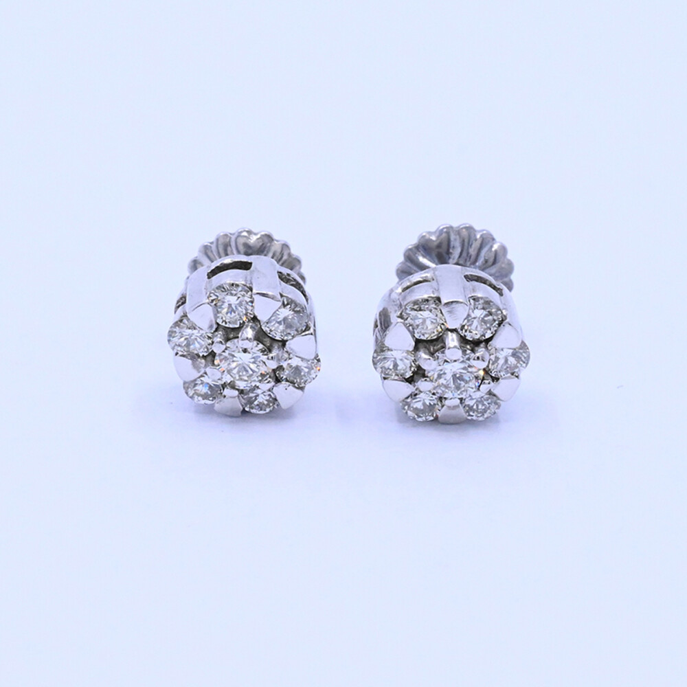 Caravanas oro 18k blanco con brillantes. Caravanas oro 18k blanco con brillantes.
