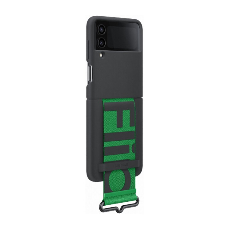 Silicone Cover con correa para Galaxy Z Flip4 Black