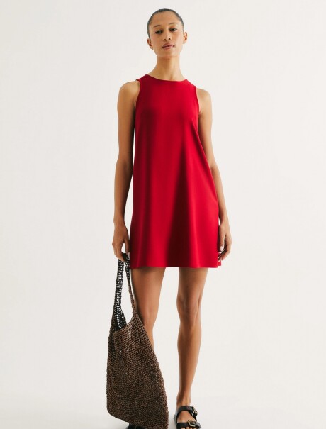VESTIDO CORTO SIN MANGAS BEIGE