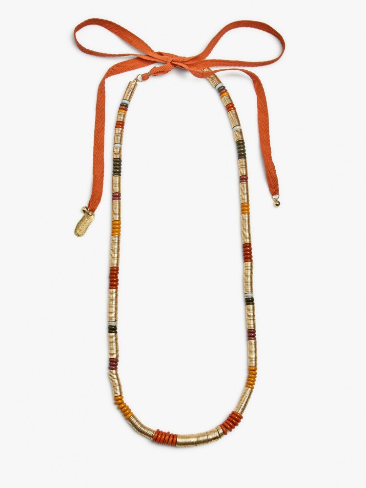 Collar Largo Cuentas De Piedra multicolor