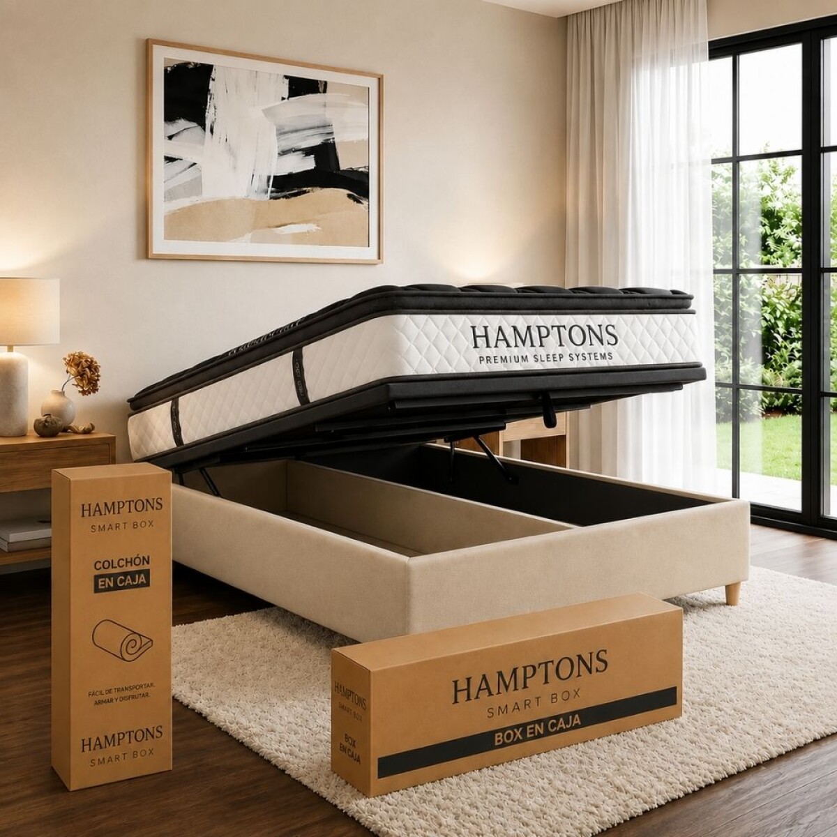 Sommier Queen Thm Iridium Hybrid Con Baúl 160x200 Cm - BEIGE 