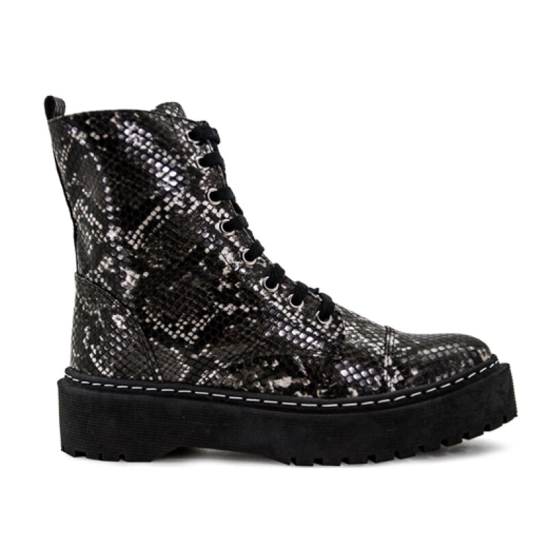 S&D Bota acordonada croco Negro-plata