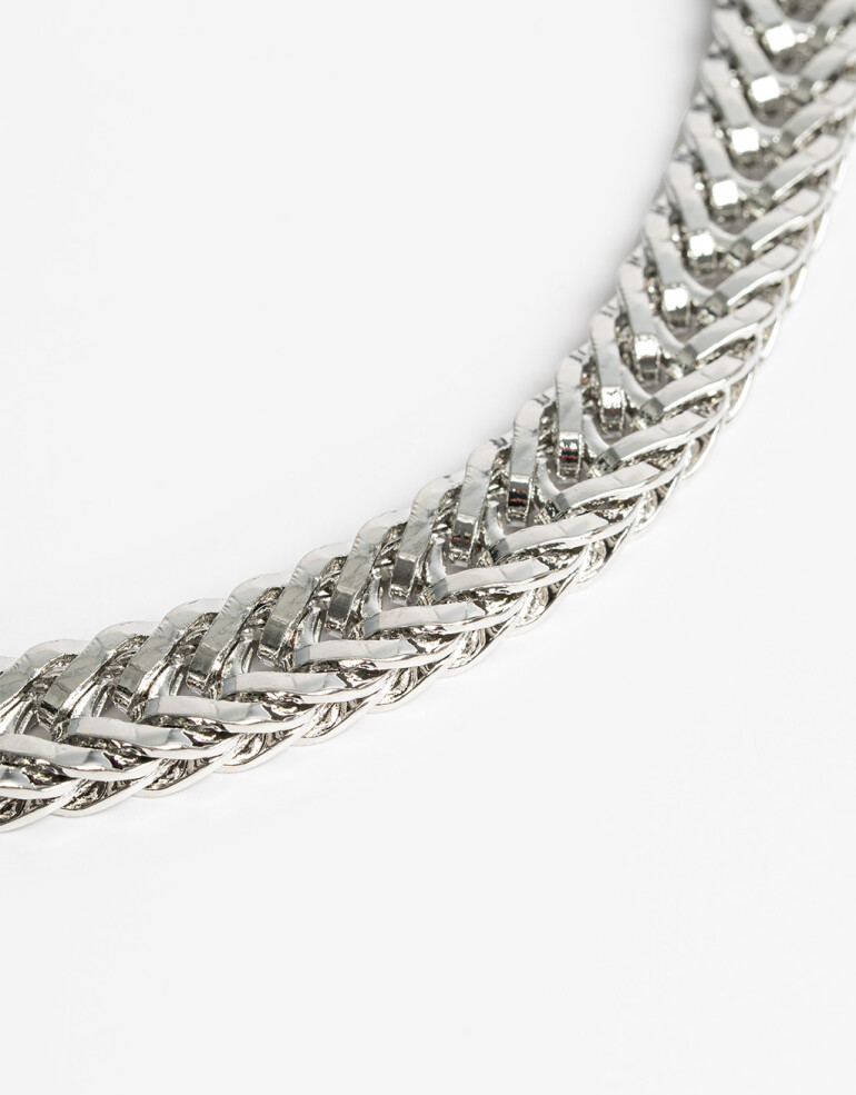 Collares Cortos Metal Collares Cortos Cadena De Metal - Plateado Rodio