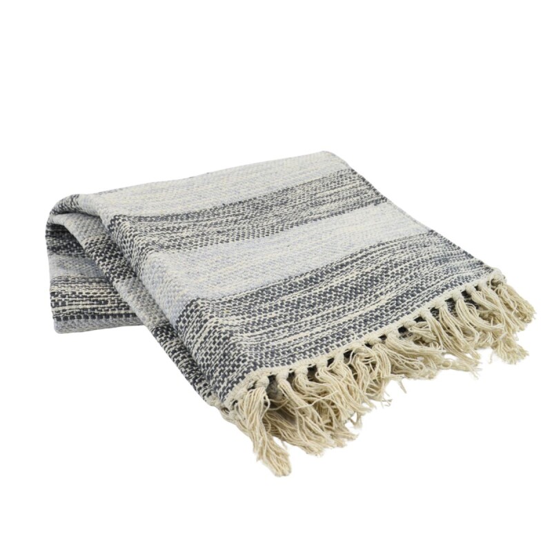 Alfombra con flecos 69x114cm AZUL Y GRIS