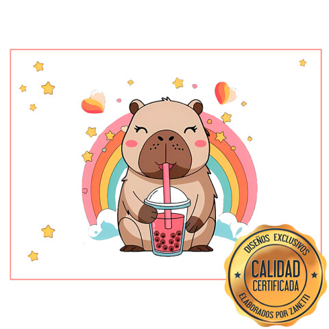 Lámina Capibara Corazones y Estrellas Rect.