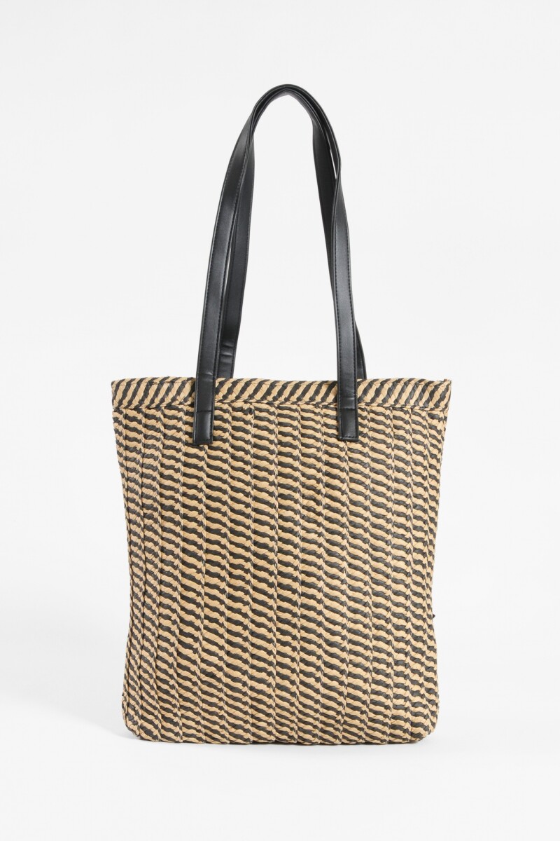 Canasto de playa pattern bicolor con estuche negro