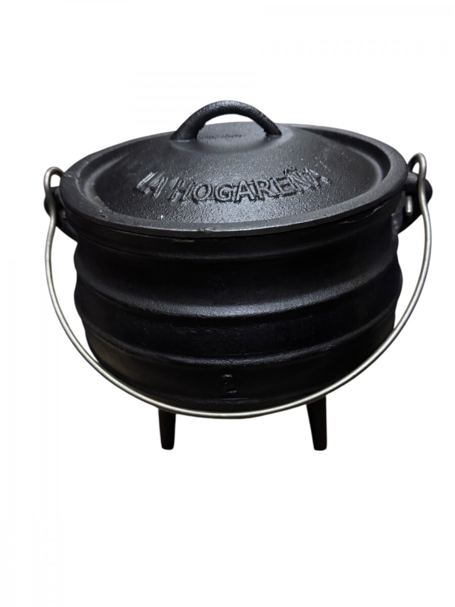 OLLA DE HIERRO DE TRES PATAS LA HOGAREÑA N2, 6LT CON TAPA Y ASA 