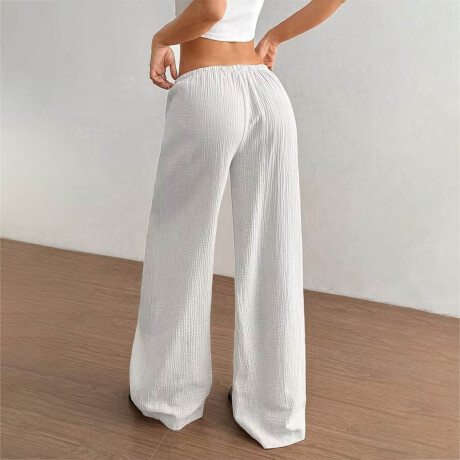 Set 2 Pantalones Palazzo Dama Tipo Lino Anchos Verano Blanco