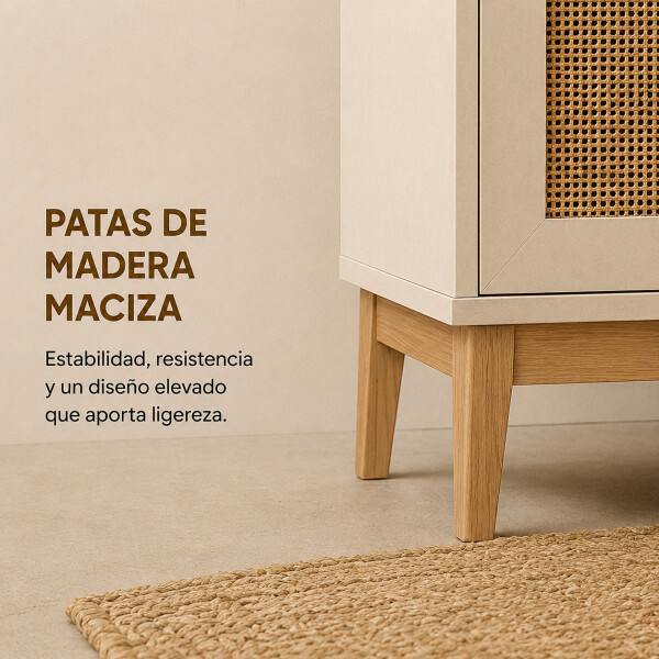Cristalero ComboHome Rattan Estantes 2 Puertas 180cm Calidad Blanco 1