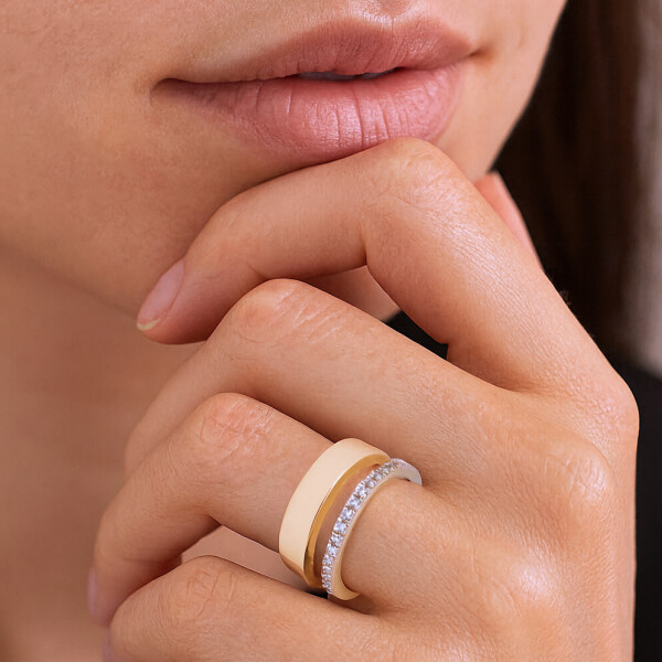 Anillo Duo alianza de oro amarillo 18k con brillantes Anillo Duo alianza de oro amarillo 18k con brillantes