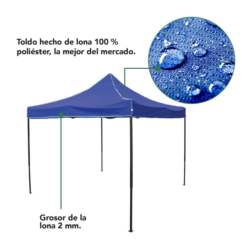 Gazebo reforzado toldo carpa 3x3mt azul Acero Gazebo reforzado toldo carpa 3x3mt azul Acero