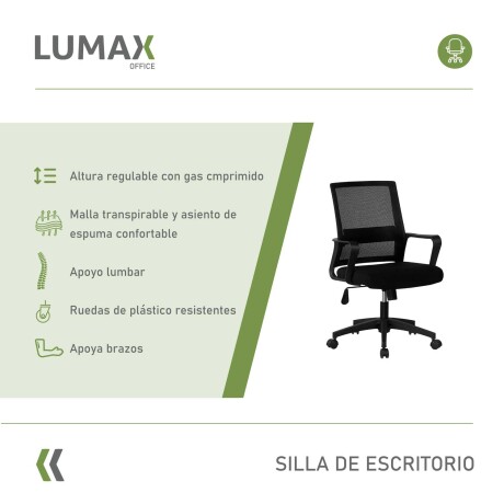 Silla de Escritorio Oficina Lumax Ryan Negro/Blanco
