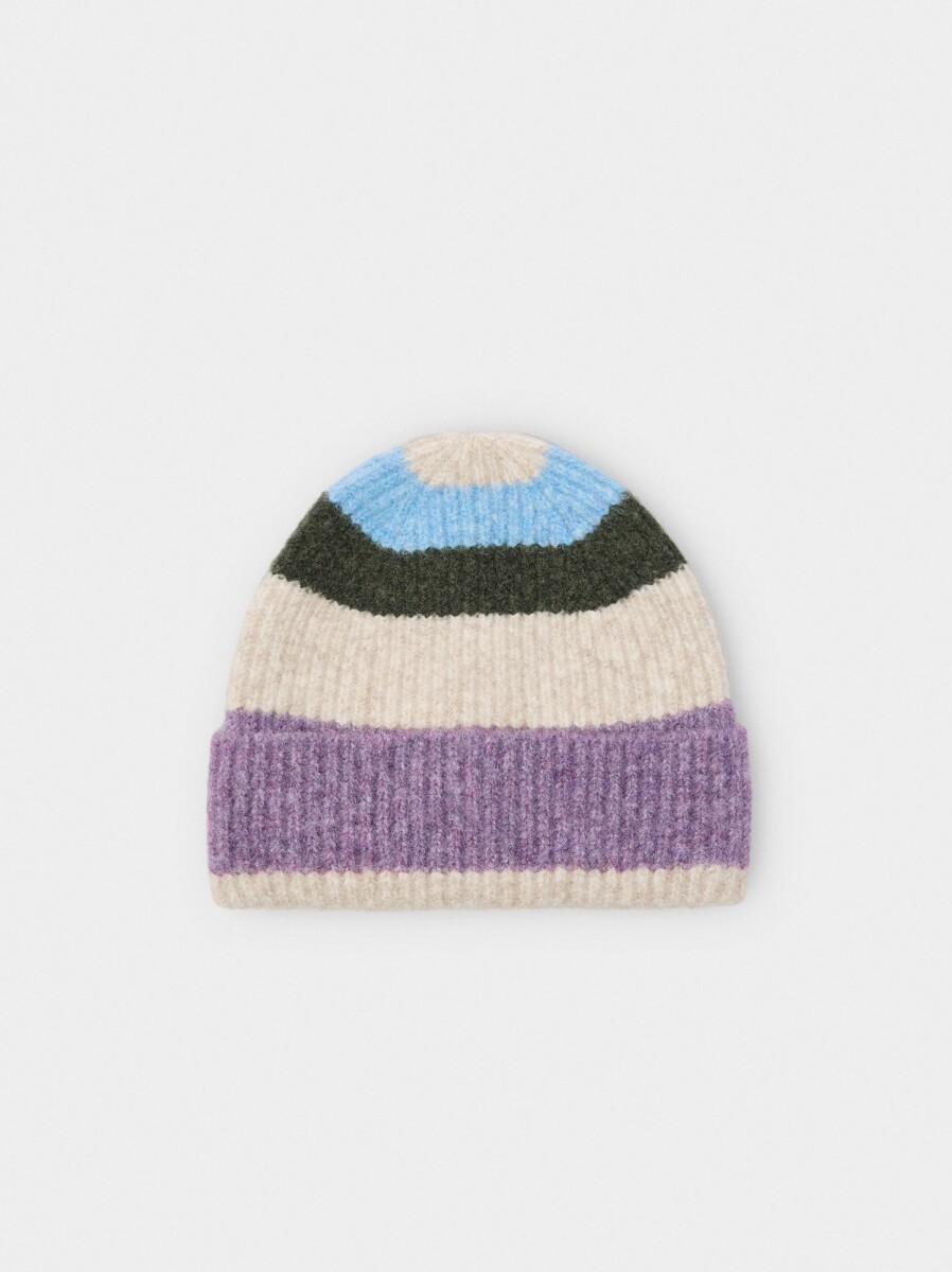 Gorro De Punto Con Rayas - violeta 