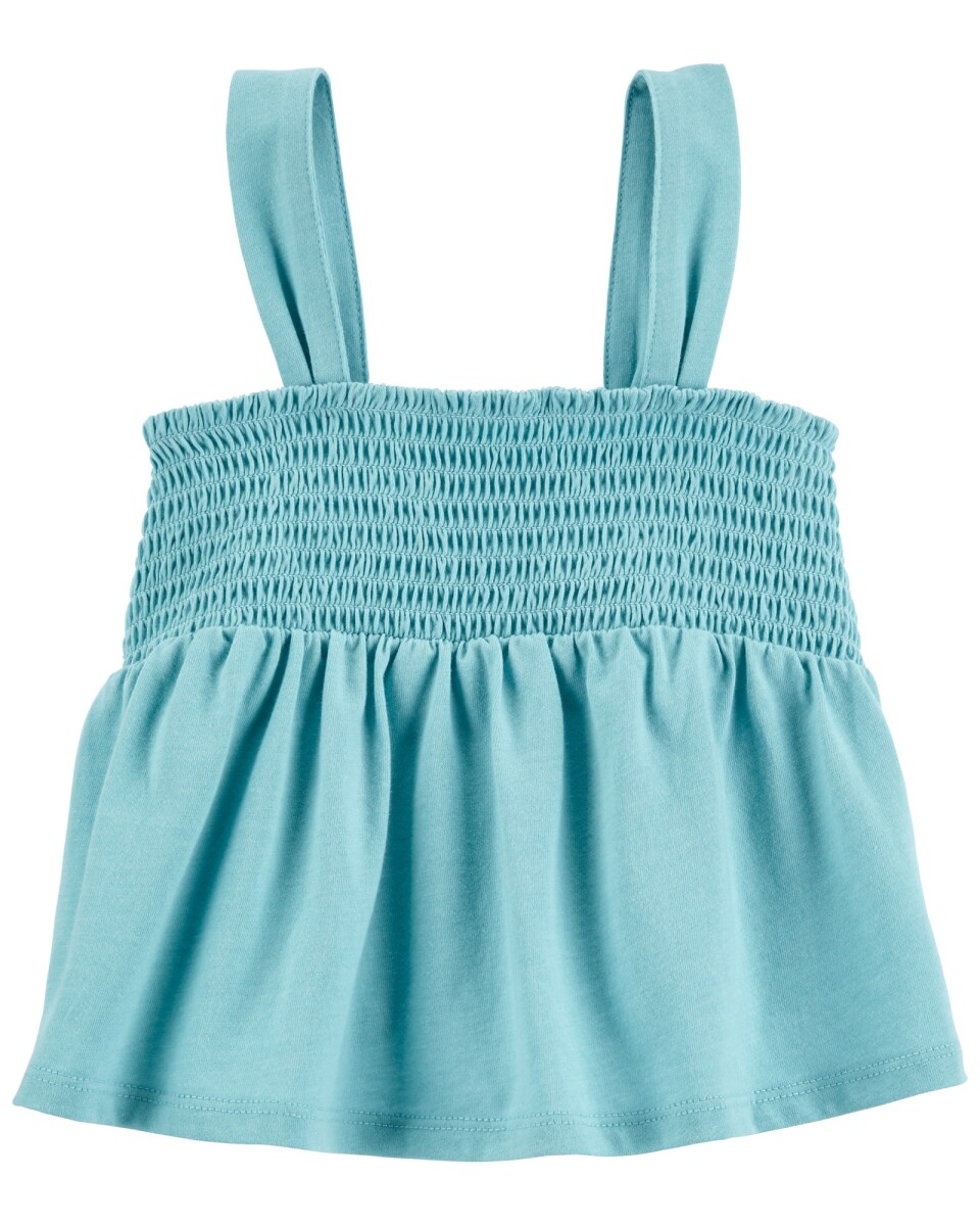 Musculosa arrugada con tiras, celeste. Talles 2-5T 