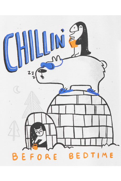 Pijama cuatro piezas de algodón, dos remeras y dos pantalones Sin color