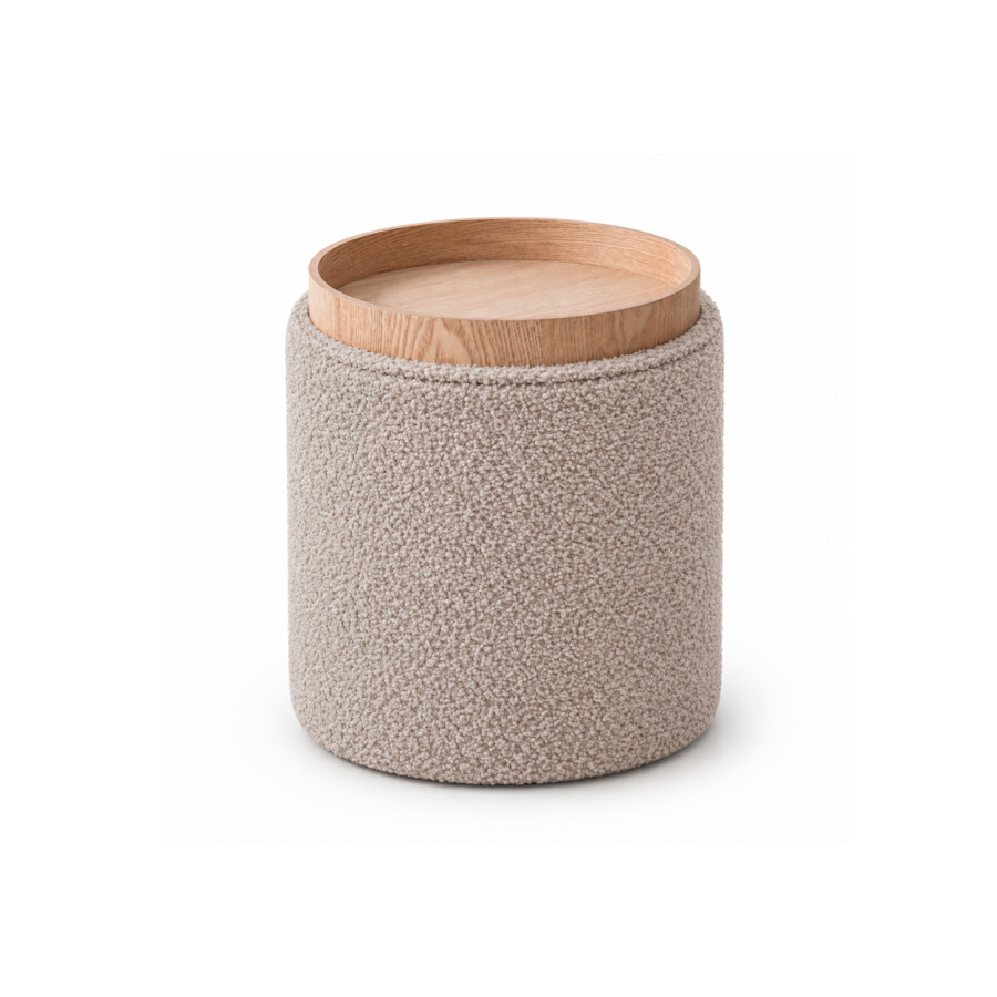 Puff c/Baúl Boucle Gris | PREVENTA