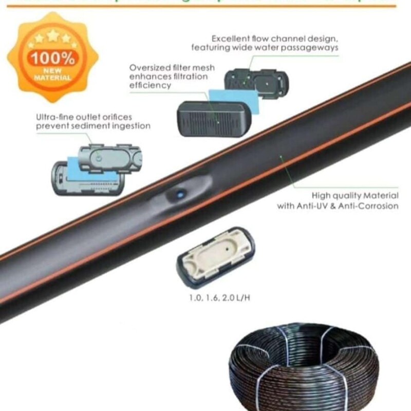 Tubo para riego 16 mm con gotero cada 30cm 100 mts