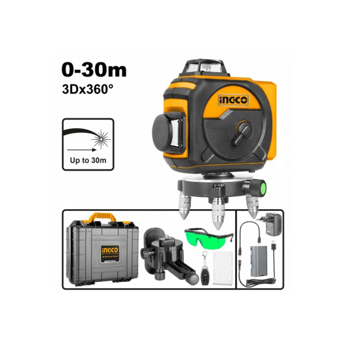 Nivel láser autonivelante 30mt. Pro 3D verde - ING0825 