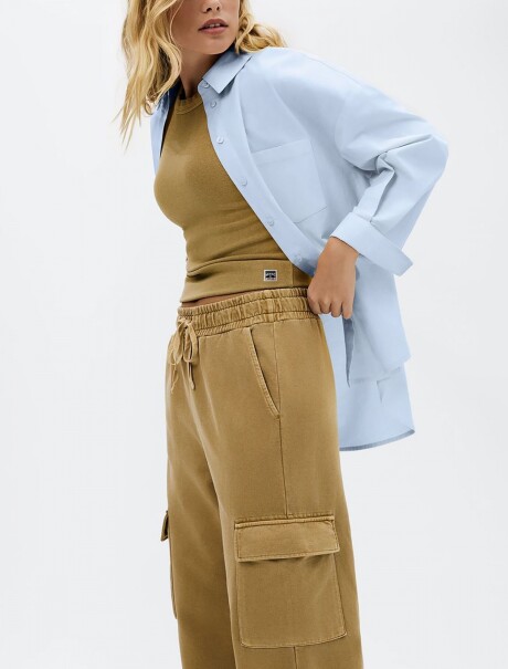 PANTALÓN ANCHO EN ALGODÓN MARRÓN