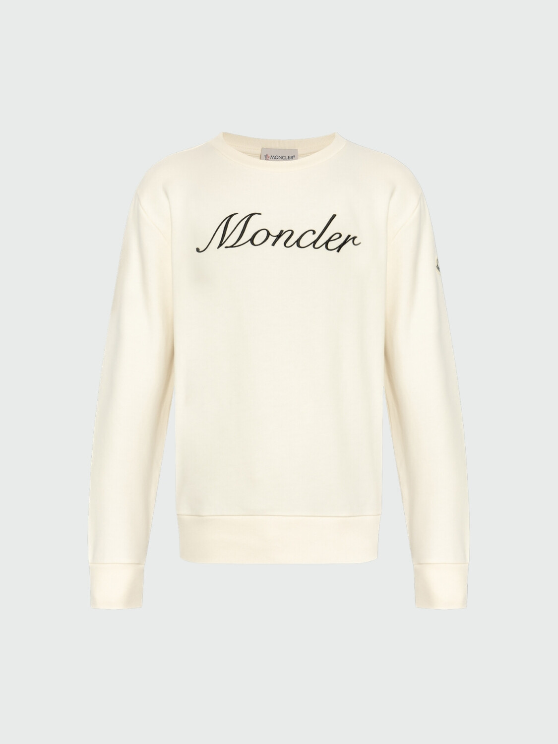 Moncler - Sudadera de Algodón con Logotipo Bordado Blanco