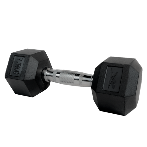 Mancuerna Hexagonal Recubierta De Goma 7.5Kg Negro
