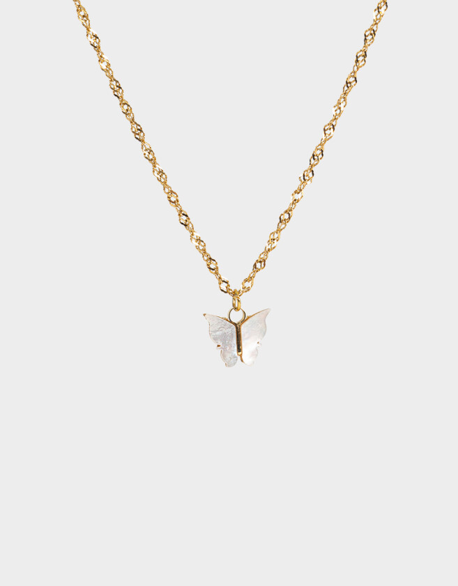 Cadena Corta con Dije Premium Silver Cadena Corta Con Dije Mariposa - Dorado