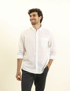 011665 CAMISA DE LINO HARRINGTON LABEL Blanco