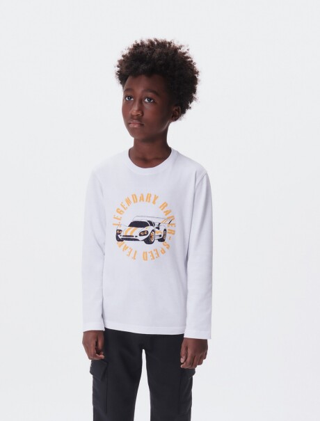 CAMISETA MANGA LARGA INFANTIL CON ESTAMPA BLANCO