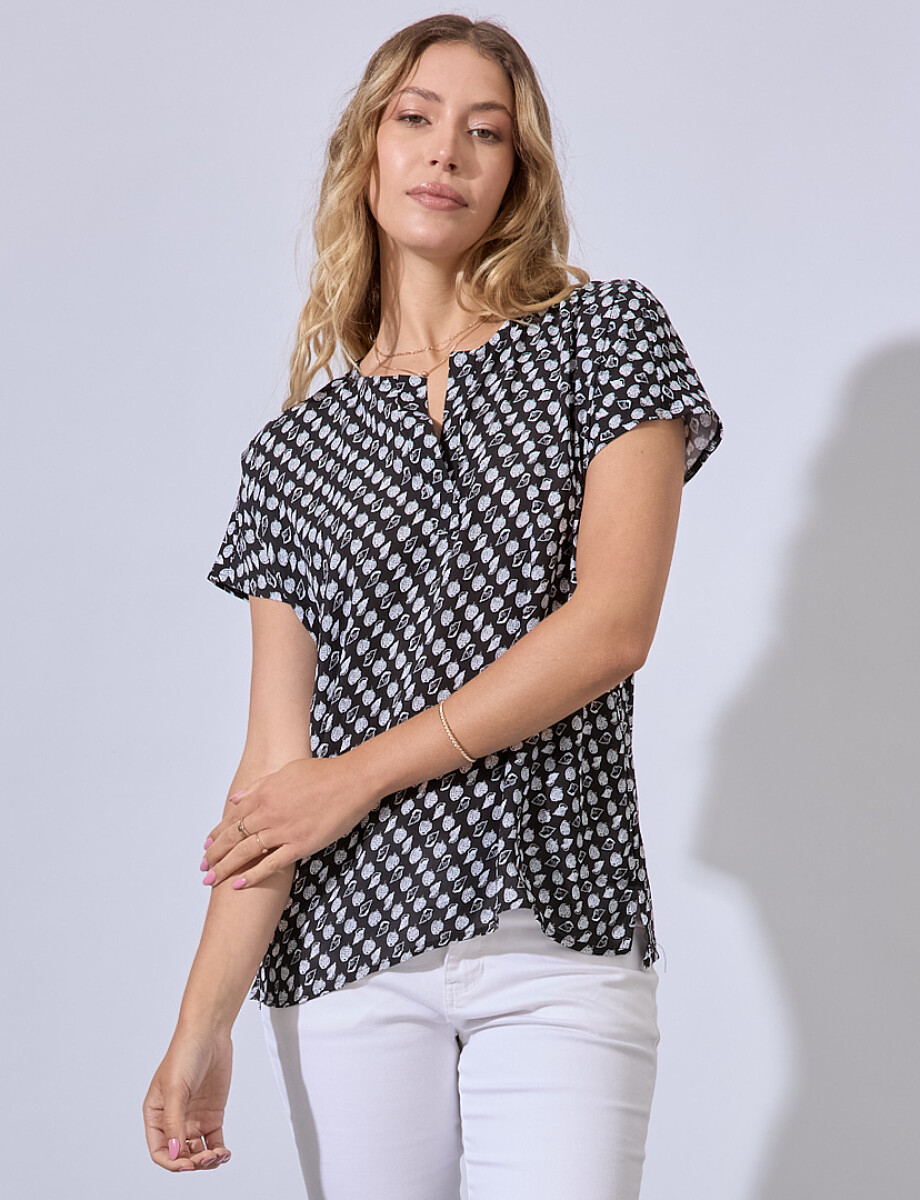 Blusa Print - Negro/blanco 