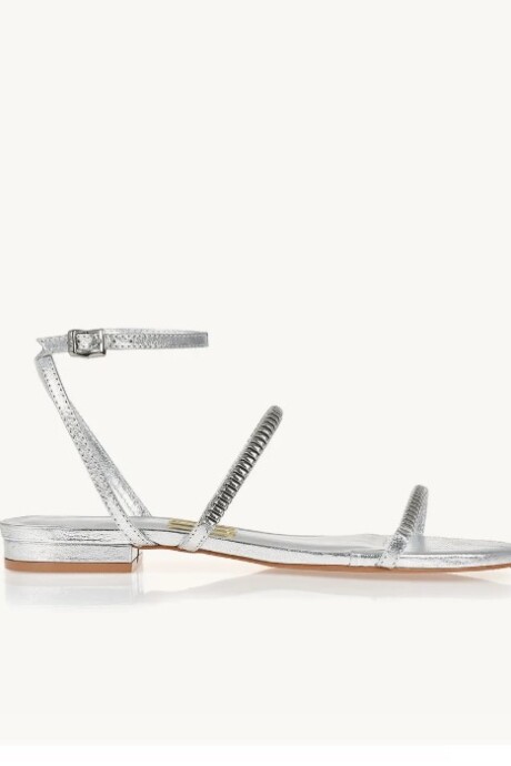 Sandalia Flat metalizada Plateado