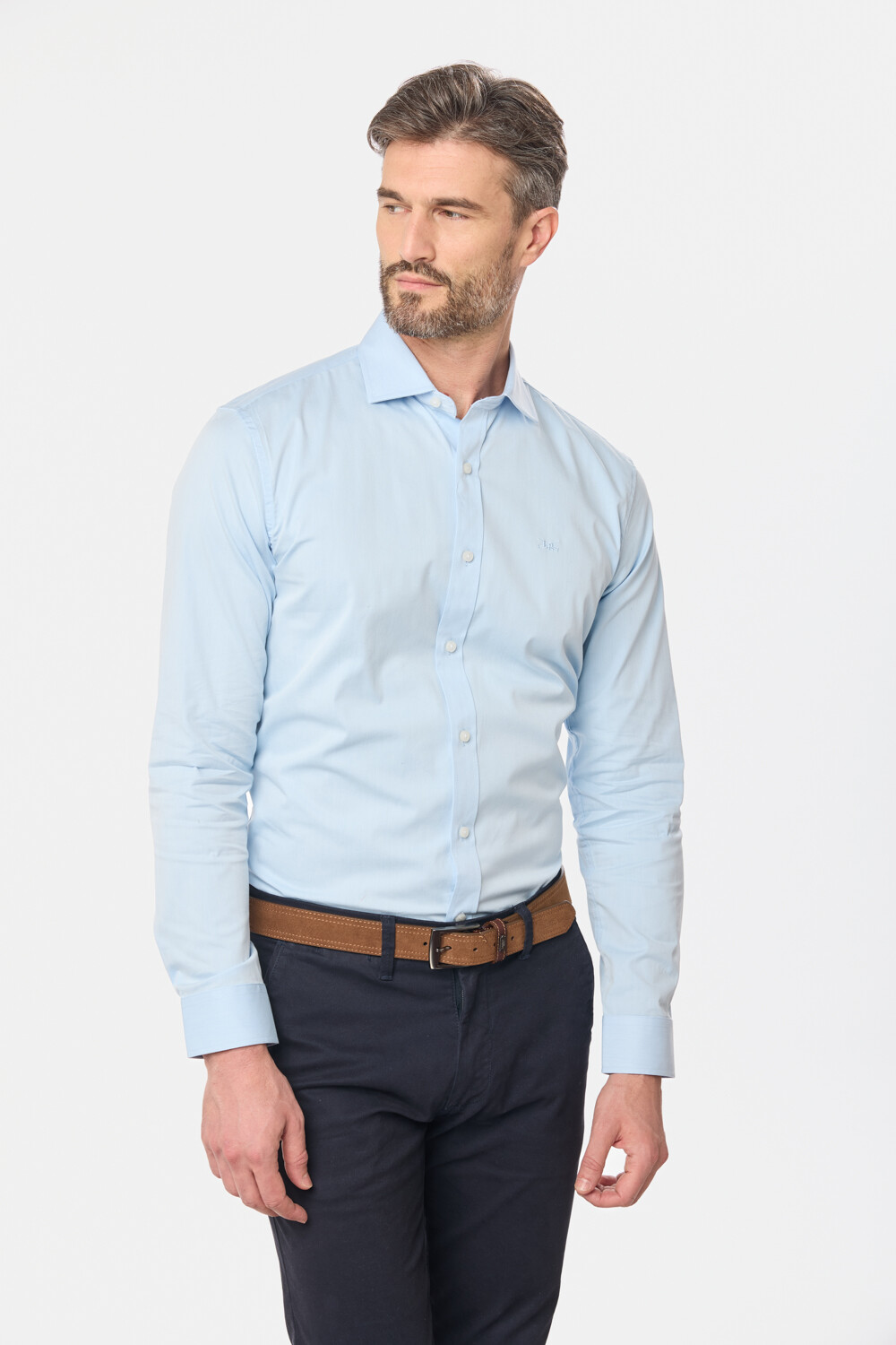 CAMISA DE VESTIR CON SPANDEX Celeste