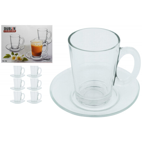 JUEGO TE 12PCS VIDRIO LISO TAZA ALTA + PLATO JUEGO TE 12PCS VIDRIO LISO TAZA ALTA + PLATO