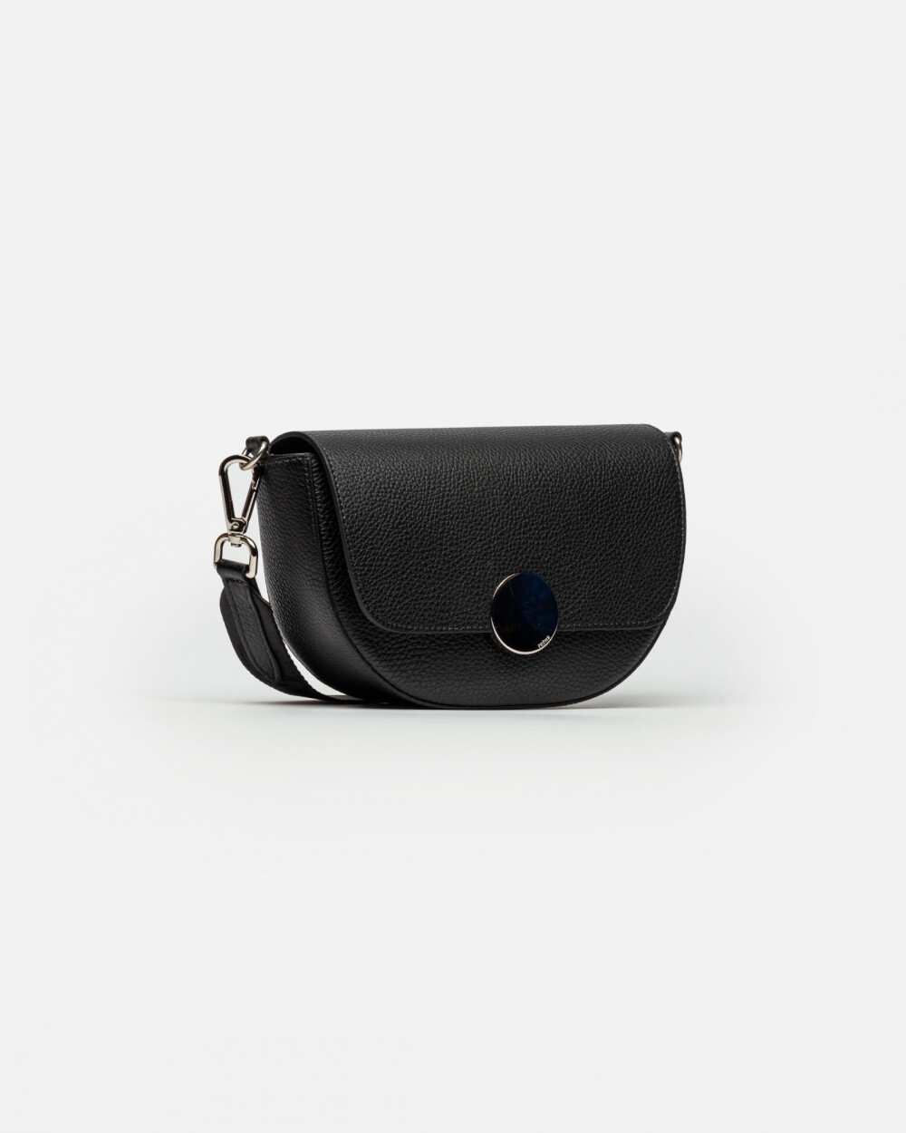 Bandolera The Circle En Cuero Graneado Negro