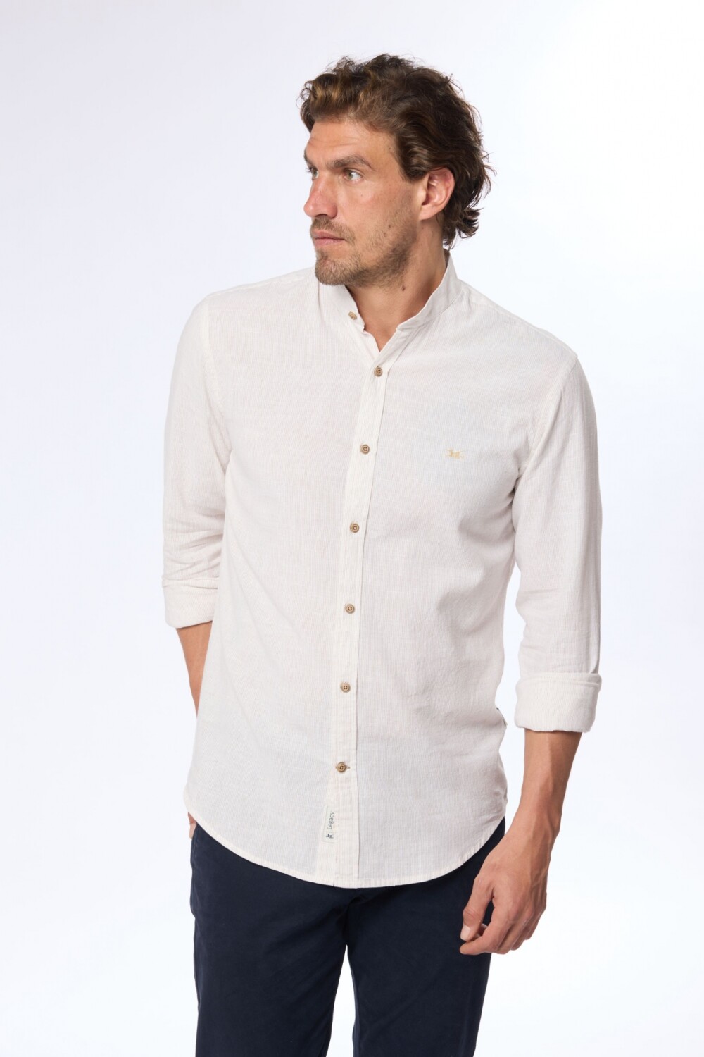 CAMISA DE LINO CUELLO MAO Beige