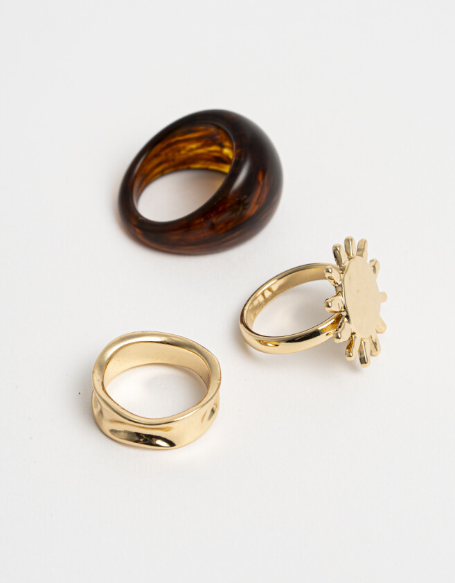 Sets Anillos Soles Anillos Set X3 De Soles - Dorado