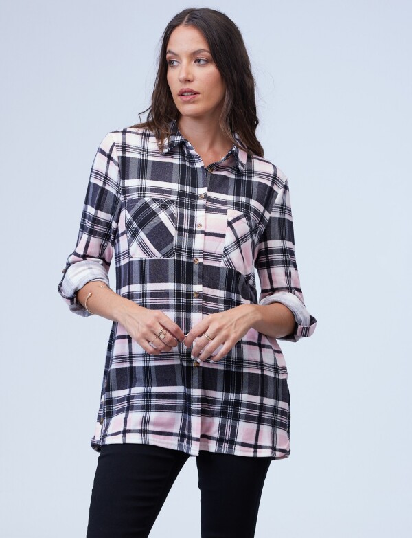 Camisa Soft Cuadros NEGRO/ROSA