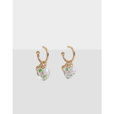 Aros Argollas Con dije de vidrio Dorado