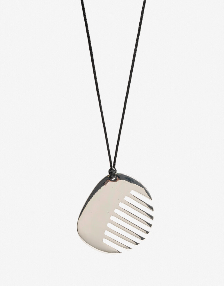 Collares Largos Metal Collar Largo Maxi Pieza Metal - Plateado Rodio