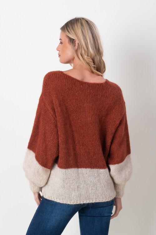 Sweater lana combinado Cobre